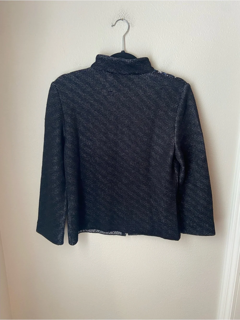 St. John Sport Knit Zip Front Tweed Jacket Blue Black Size 6 - Picture 2 of 5